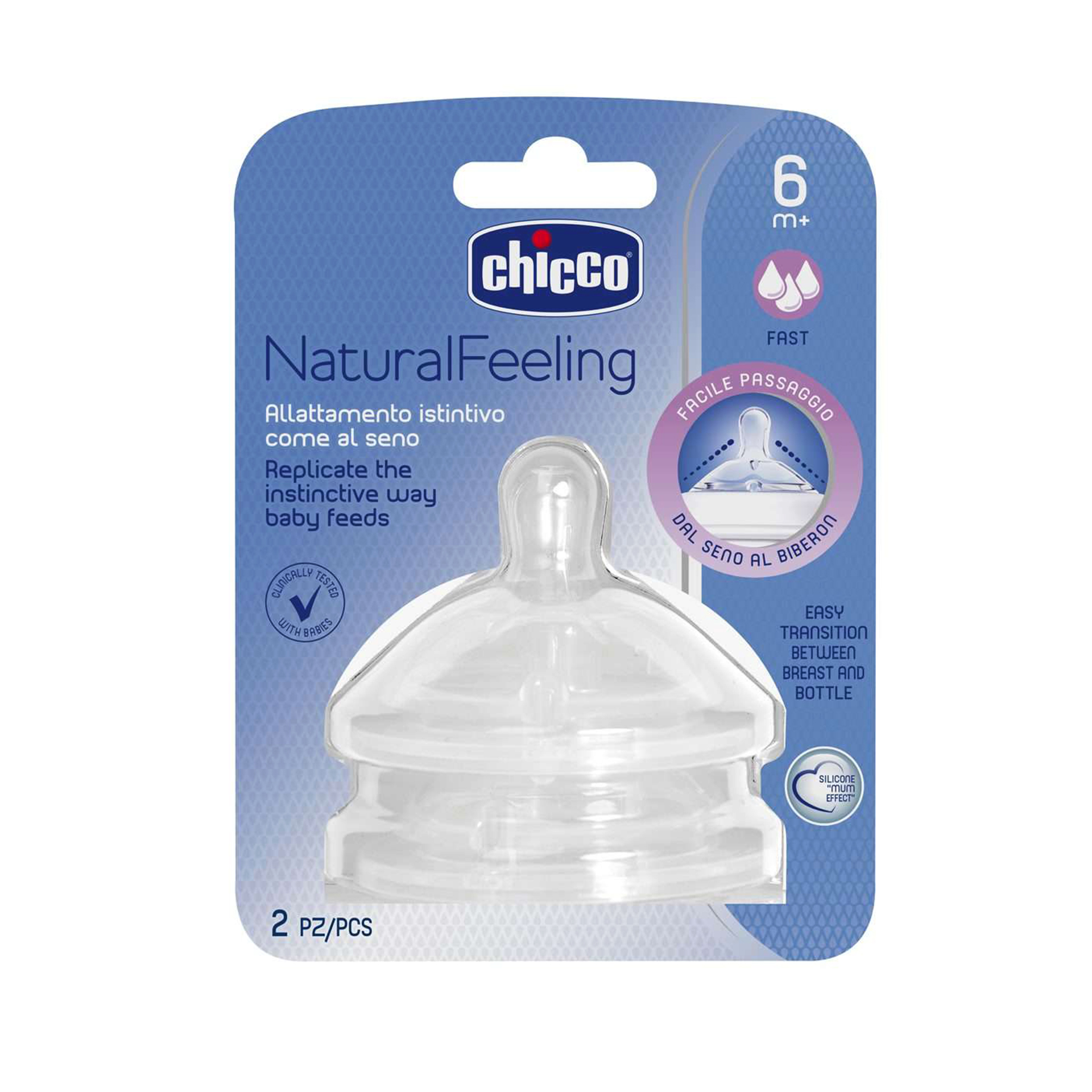 TETINA NATURAL FEELING SILICONE 6M+ FLUXO RÁPIDO