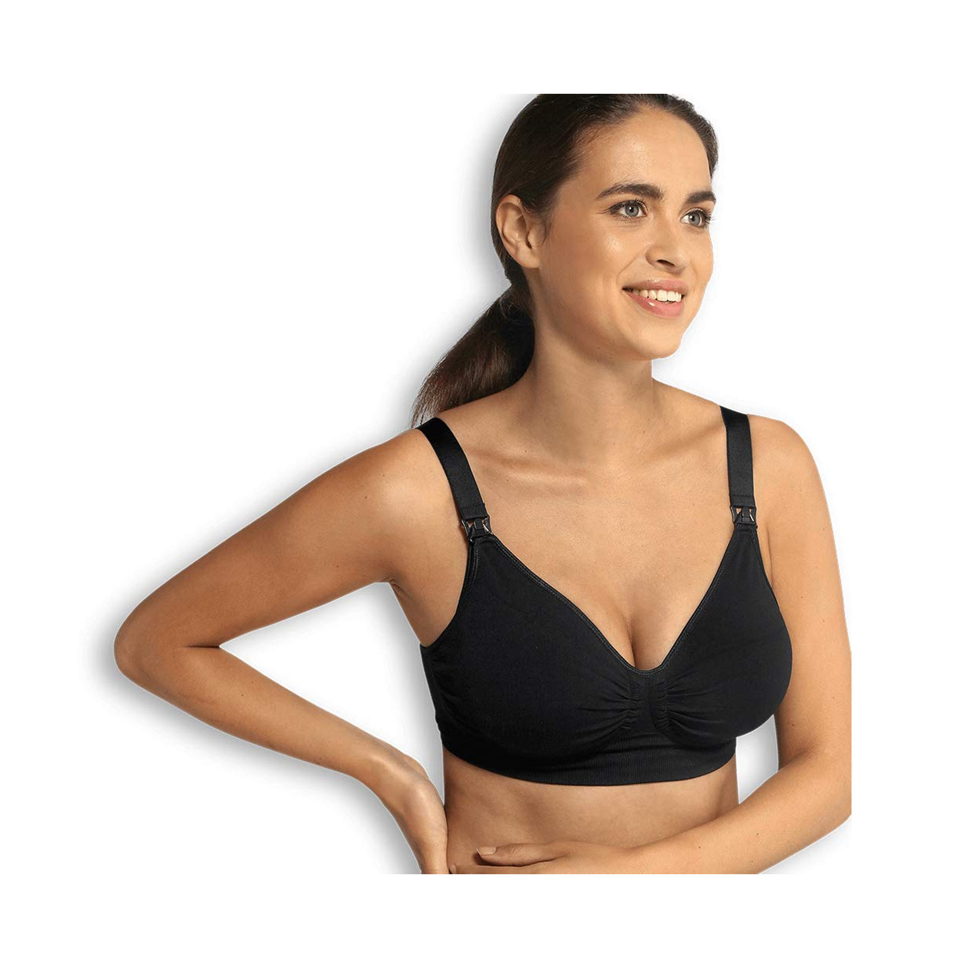 SOUTIEN DE AMAMENTAÇÃO SEM COSTURAS COM ENCHIMENTO PRETO