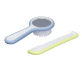 ESCOVA E PENTE AZUL E AMARELO