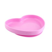 PRATO SILICONE HEART COM VENTOSA ROSA
