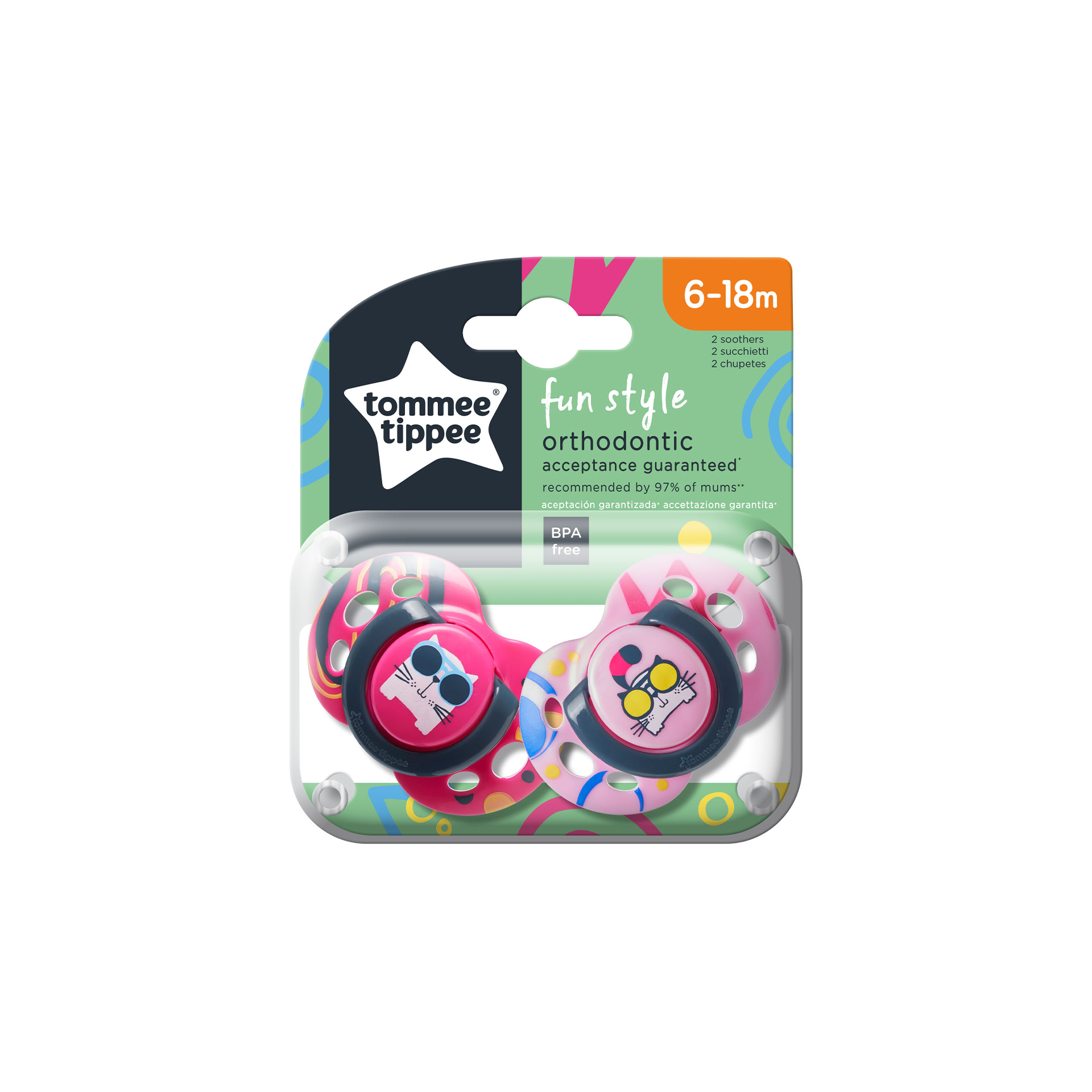 CHUPETA FUN STYLE 6-18M GATO ROSA