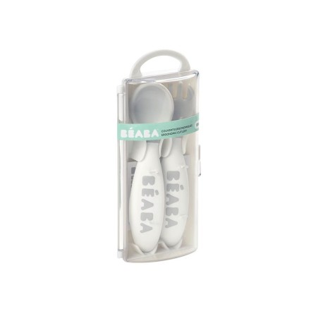 CONJUNTO 2 TALHERES SILICONE 2ª IDADE + CAIXA TRANSPORTE