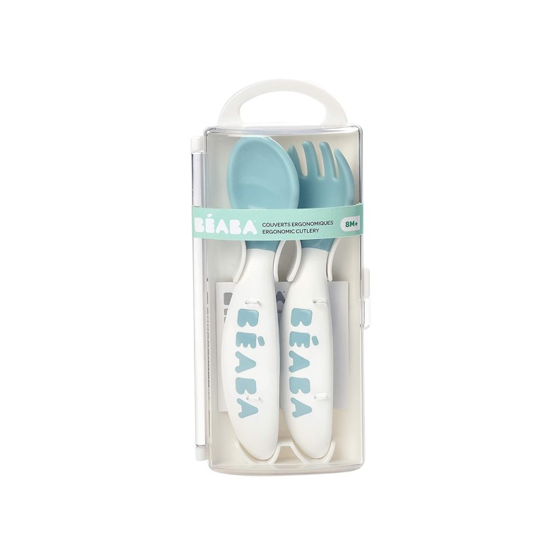 CONJUNTO 2 TALHERES SILICONE 2ª IDADE + CAIXA TRANSPORTE