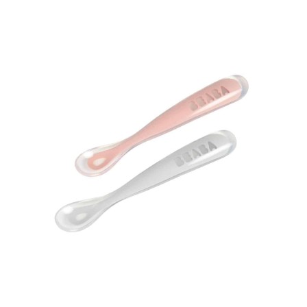 CONJUNTO 2 COLHERES SILICONE 1ª IDADE + CAIXA TRANSPORTE