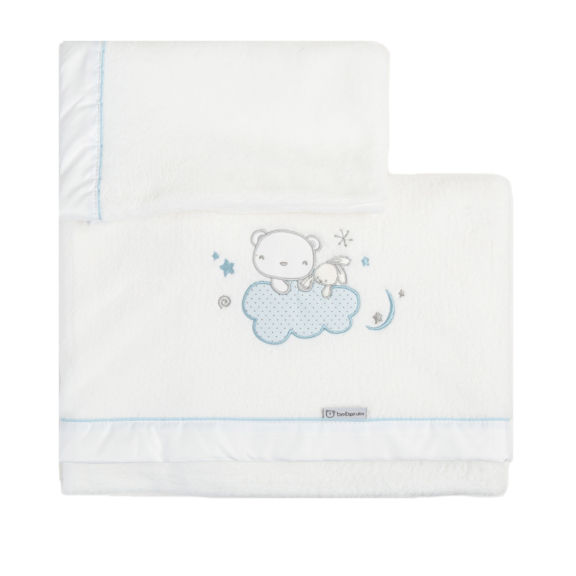 LENÇÓIS MICROLINA OSO NUBE BRANCO/AZUL