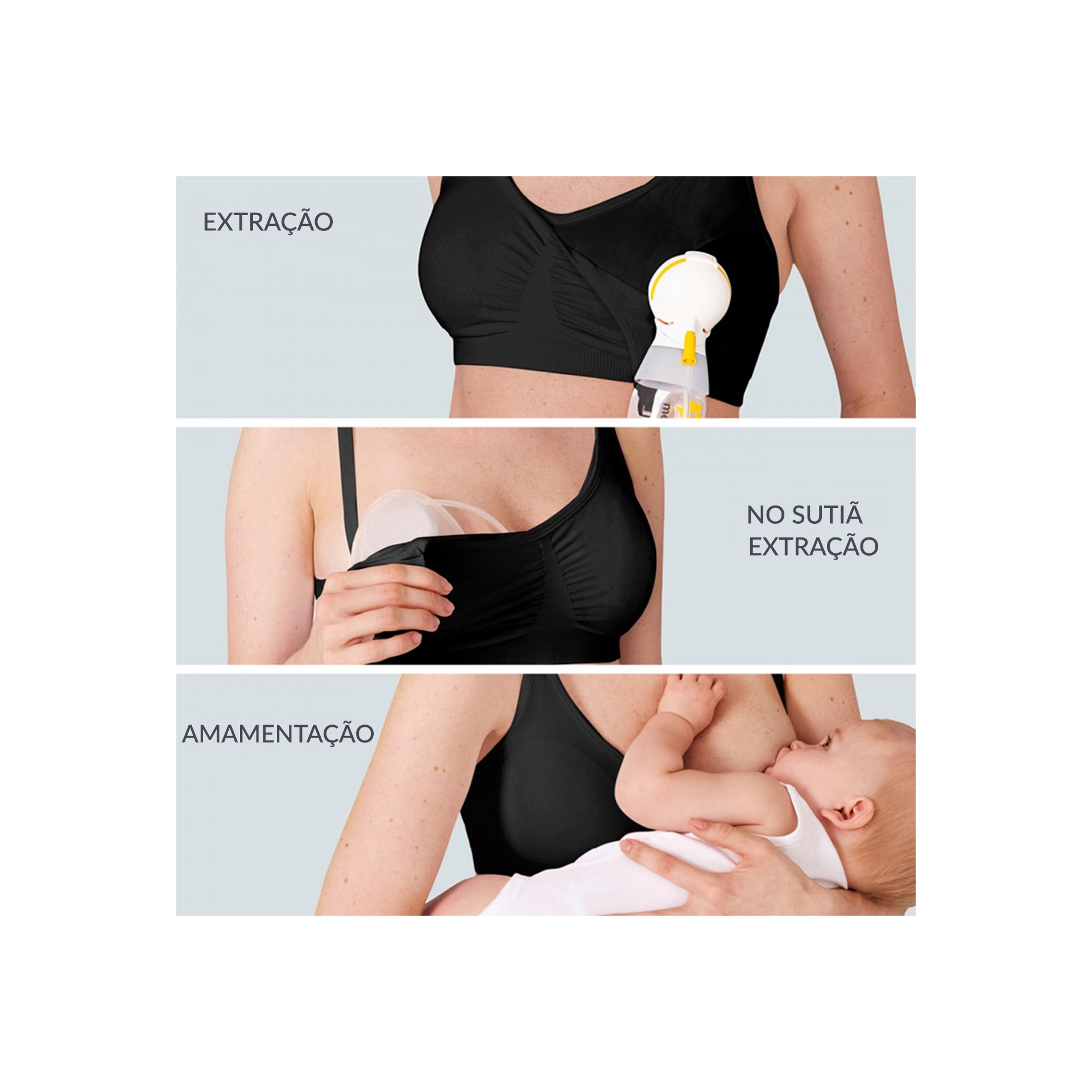 SOUTIEN DE AMAMENTAÇÃO E EXTRAÇÃO 3 EM 1 PRETO