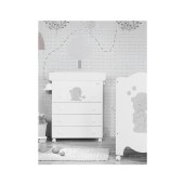 CMODA-BANHEIRA SLEEPY BEAR BRANCO MATE/PRATA MATE