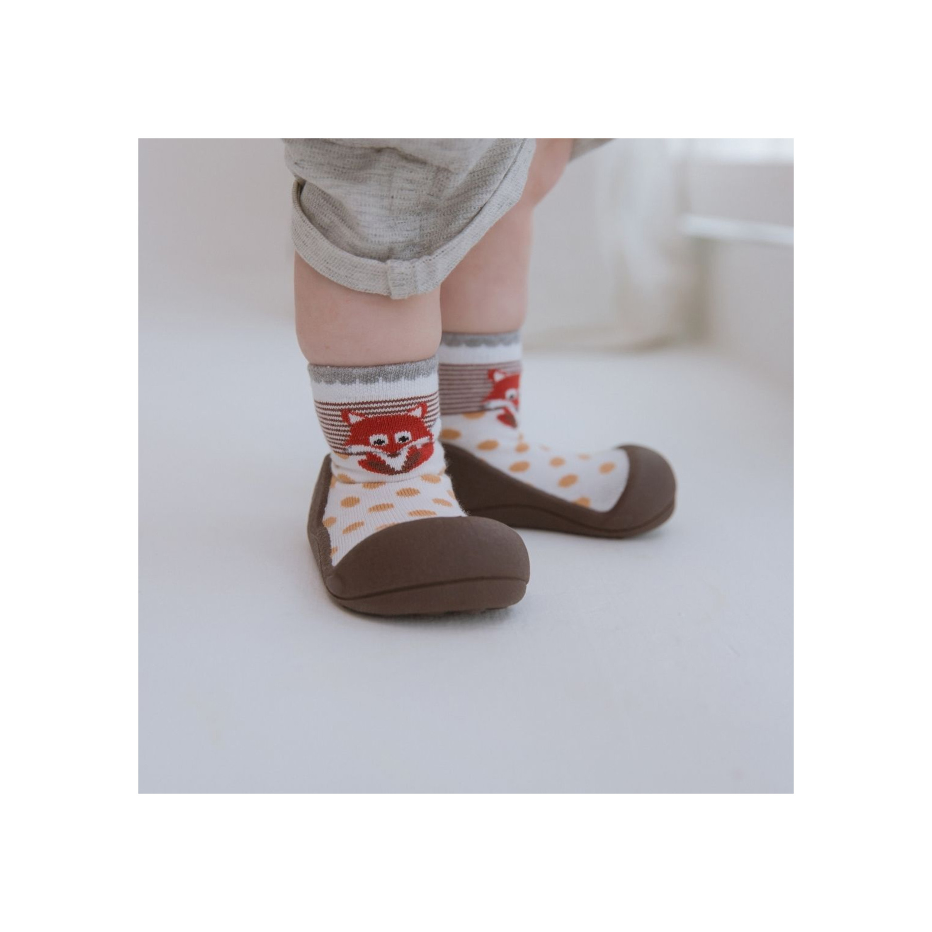 MEIA ANTIDERRAPANTE ZOO BROWN