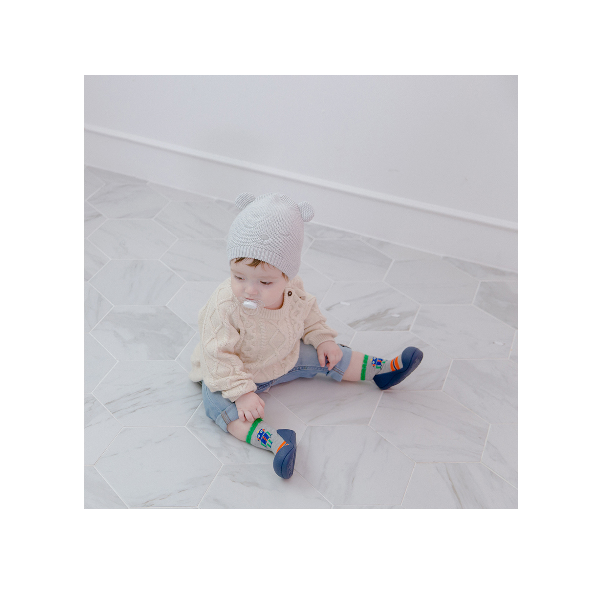 MEIA ANTIDERRAPANTE ROBOT BLUE