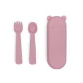 TALHERES FEEDIE COM BOLSA SILICONE DUSTY ROSE