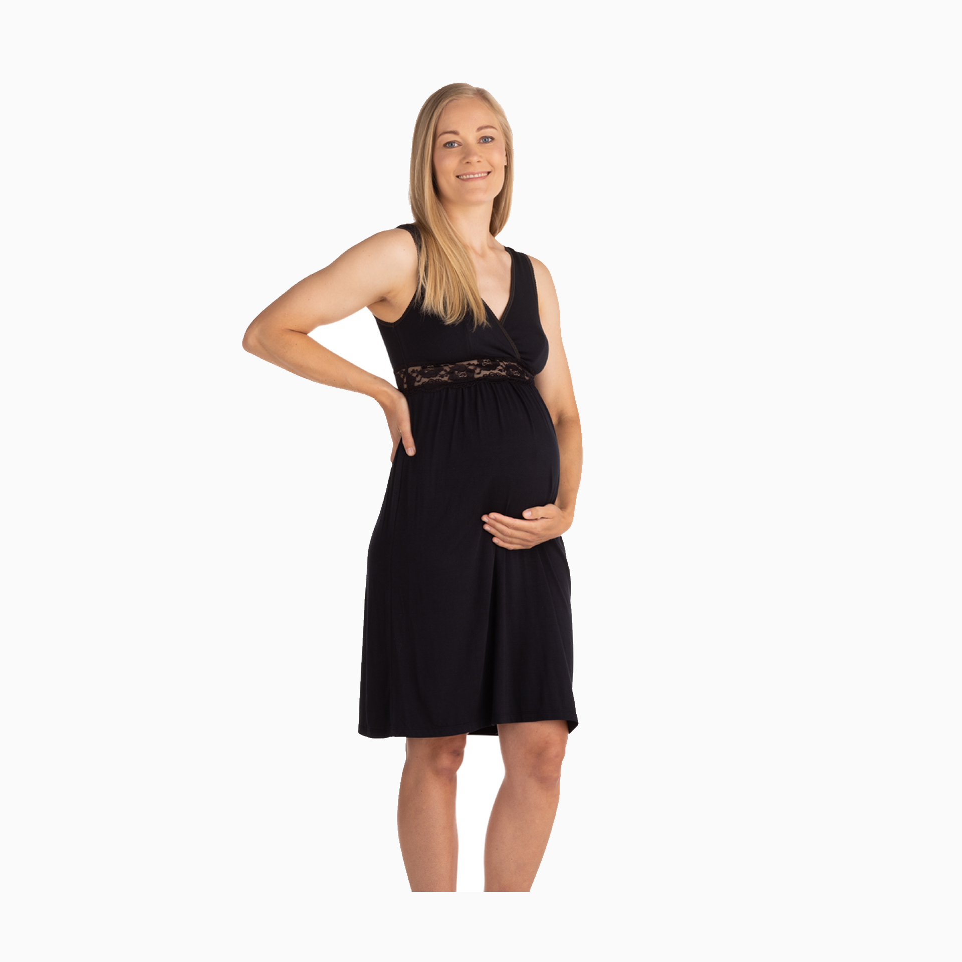 CAMISA DE DORMIR GRAVIDEZ E AMAMENTAÇÃO PRETA