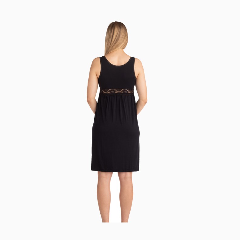 CAMISA DE DORMIR GRAVIDEZ E AMAMENTAÇÃO PRETA