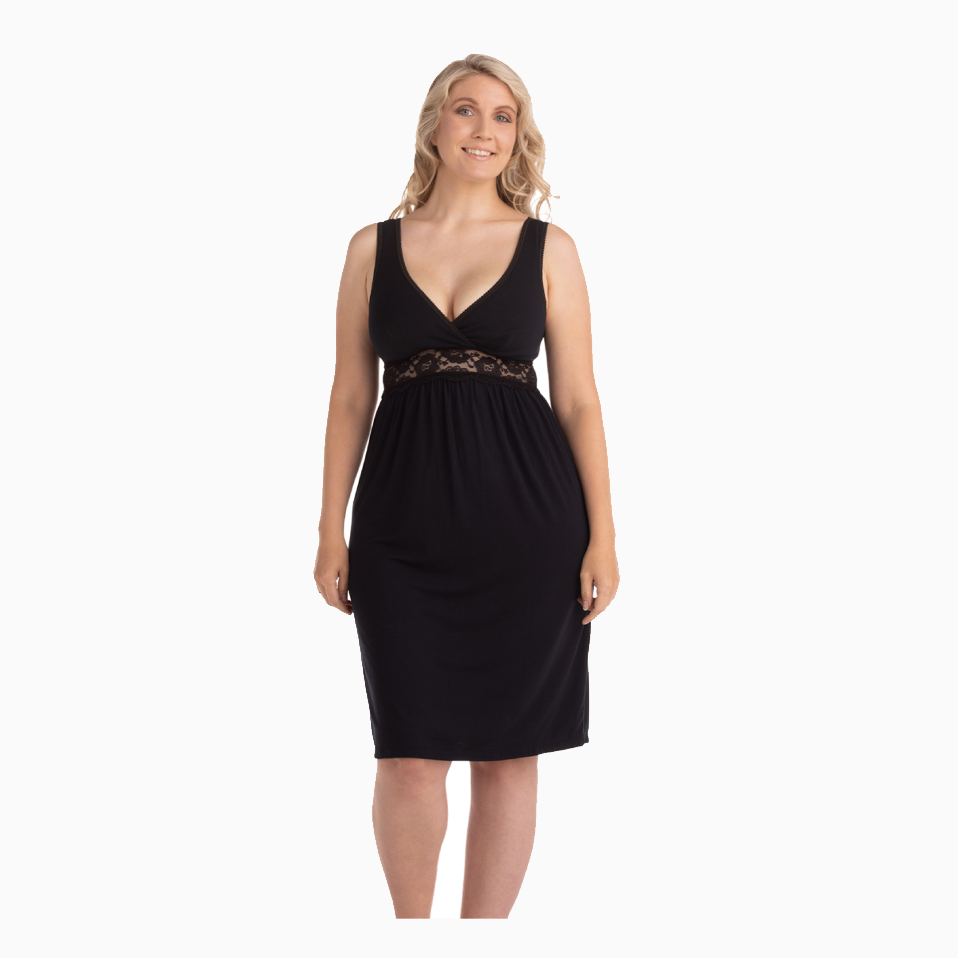 CAMISA DE DORMIR GRAVIDEZ E AMAMENTAÇÃO PRETA