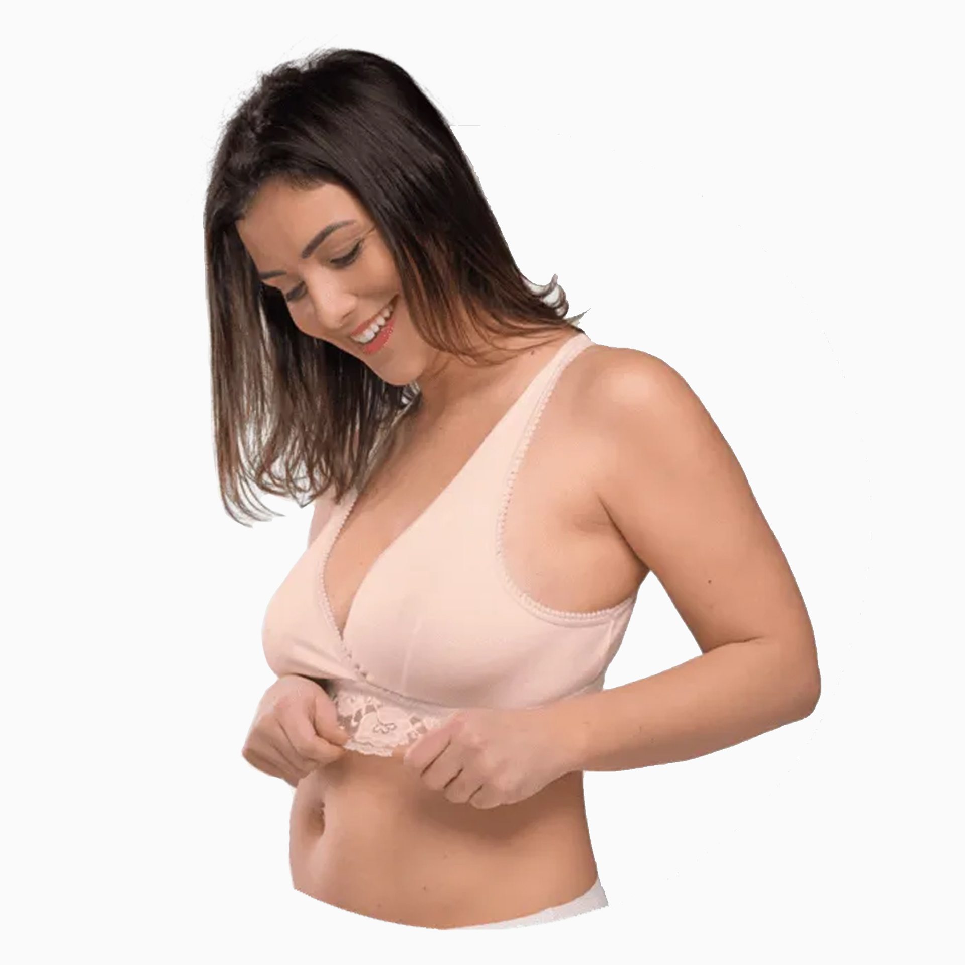 SOUTIEN DE AMAMENTAÇÃO CRUZADO EM RENDA BEGE