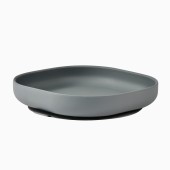 PRATO SILICONE COM VENTOSA CINZA