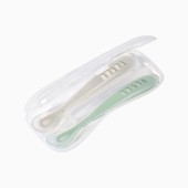 CONJUNTO 2 COLHERES SILICONE 1 IDADE + CAIXA TRANSPORTE VERDE SALVIA