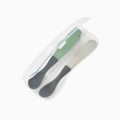 CONJUNTO 2 COLHERES SILICONE 1 IDADE + CAIXA TRANSPORTE MINERAL VERDE
