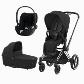 PRIAM CHROME BLACK + SEAT PACK + ALCOFA PRIAM + CLOUD T PLUS SEPIA BLACK