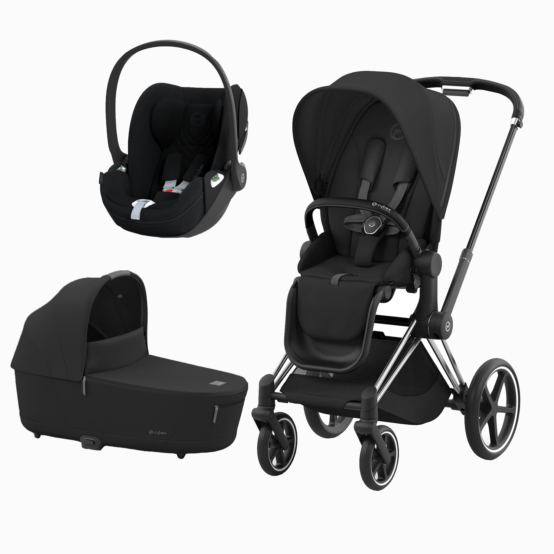 PRIAM CHROME BLACK + SEAT PACK + ALCOFA PRIAM + CLOUD T PLUS