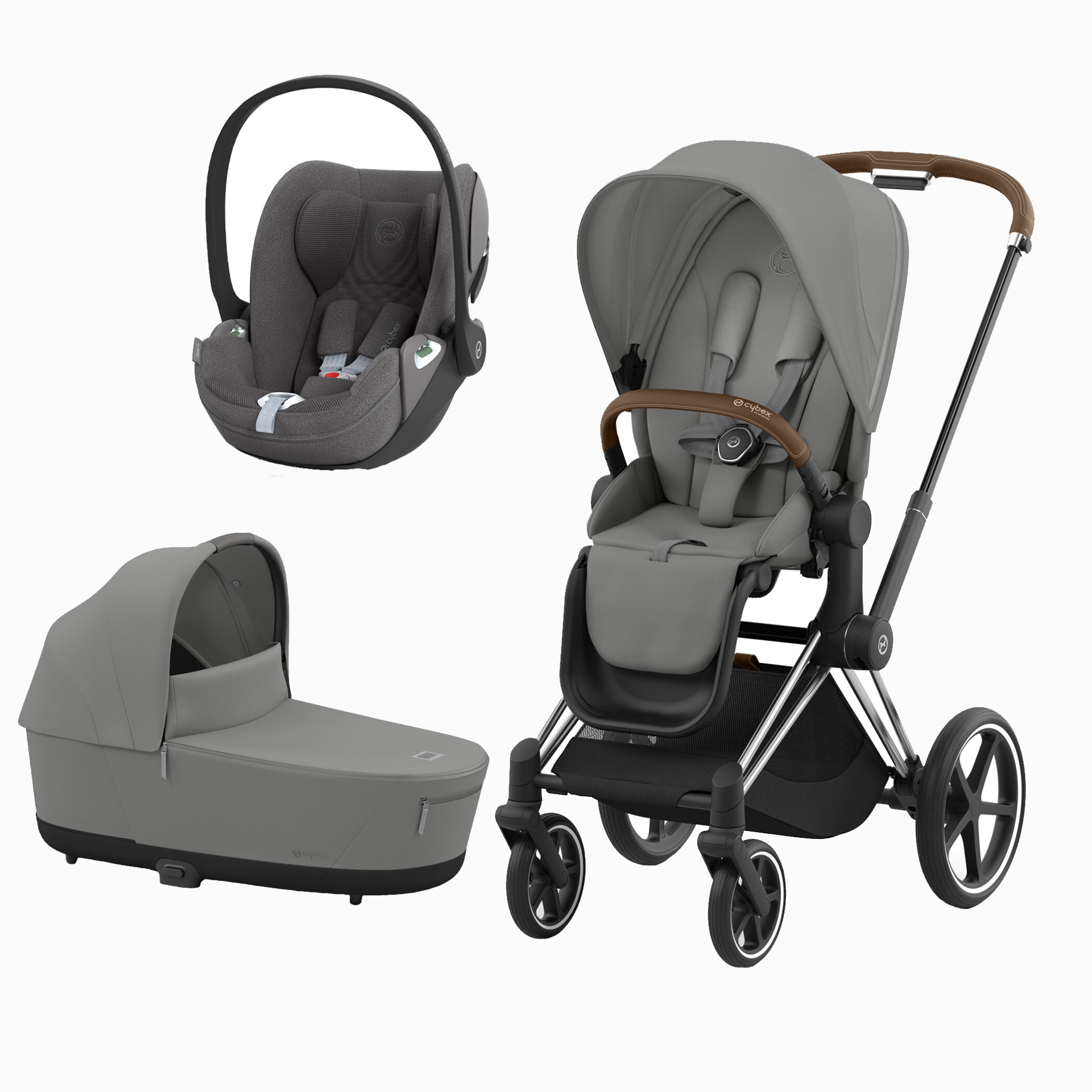 PRIAM CHROME BROWN + SEAT PACK + ALCOFA PRIAM + CLOUD T PLUS