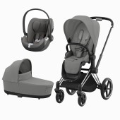 PRIAM CHROME BLACK + SEAT PACK + ALCOFA PRIAM + CLOUD T MIRAGE GREY