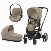 PRIAM CHROME BLACK + SEAT PACK + ALCOFA PRIAM + CLOUD T PLUS COZY BEIGE