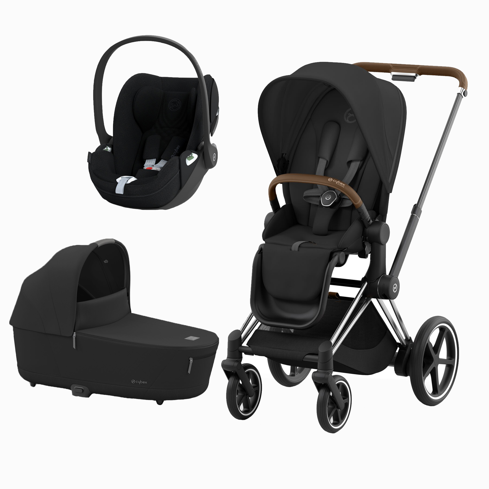 E-PRIAM CHROME BROWN + SEAT PACK + ALCOFA PRIAM LUX + CLOUD T PLUS