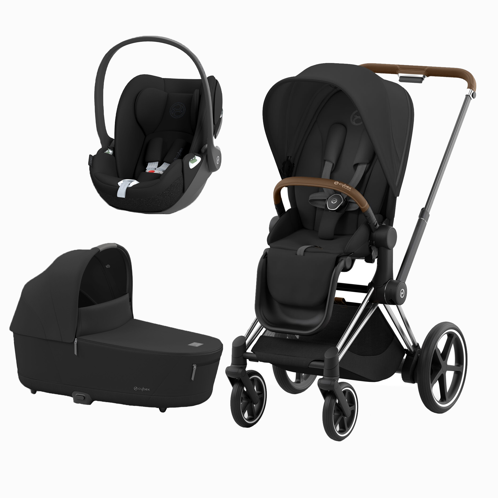 E-PRIAM CHROME BROWN + SEAT PACK + ALCOFA PRIAM LUX + CLOUD T