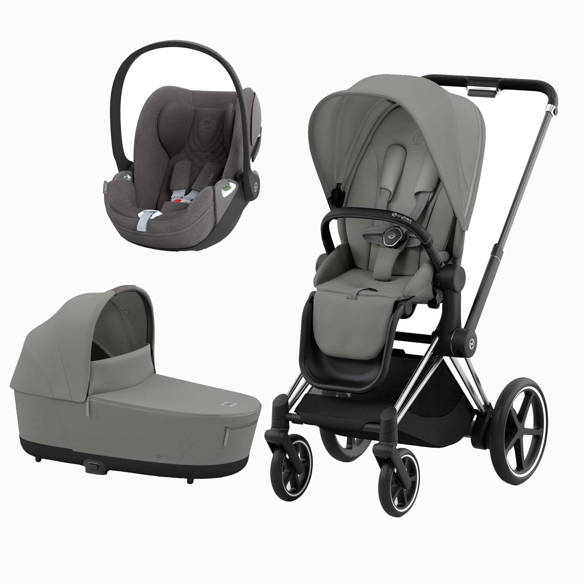 E-PRIAM CHROME BLACK + SEAT PACK + ALCOFA PRIAM LUX + CLOUD T PLUS