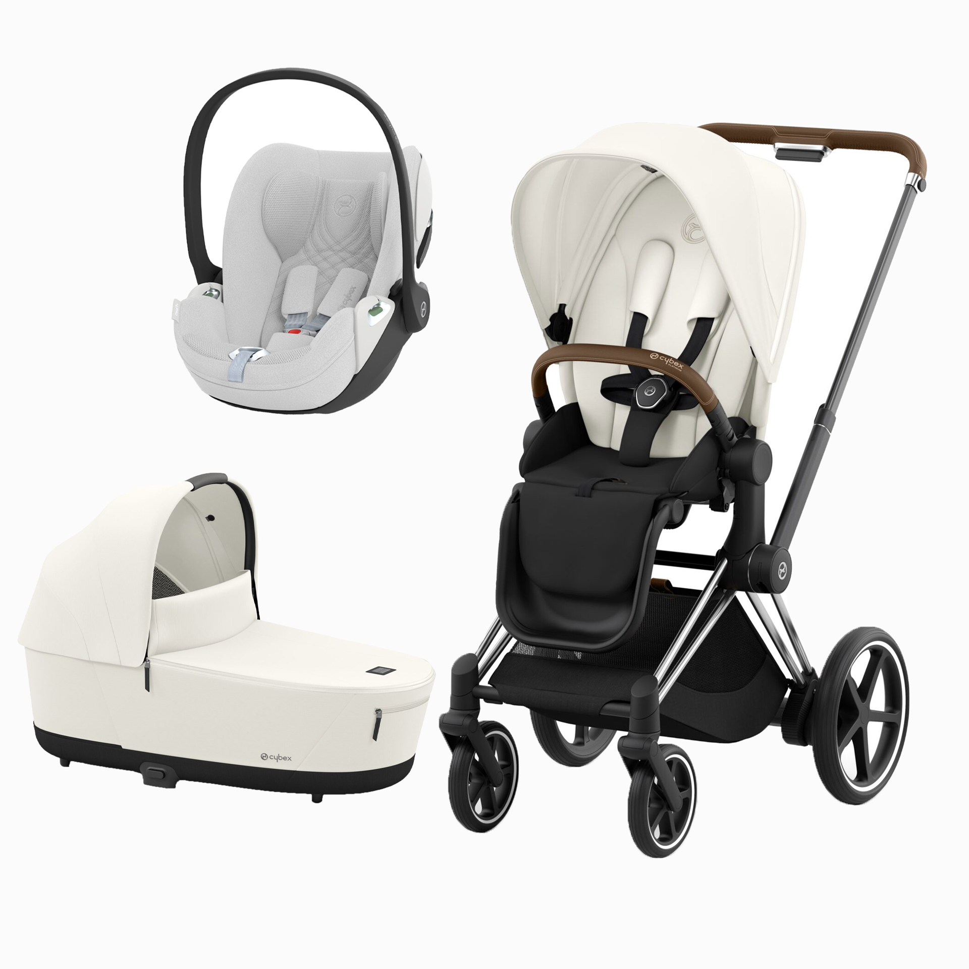 E-PRIAM CHROME BROWN + SEAT PACK + ALCOFA PRIAM LUX + CLOUD T PLUS