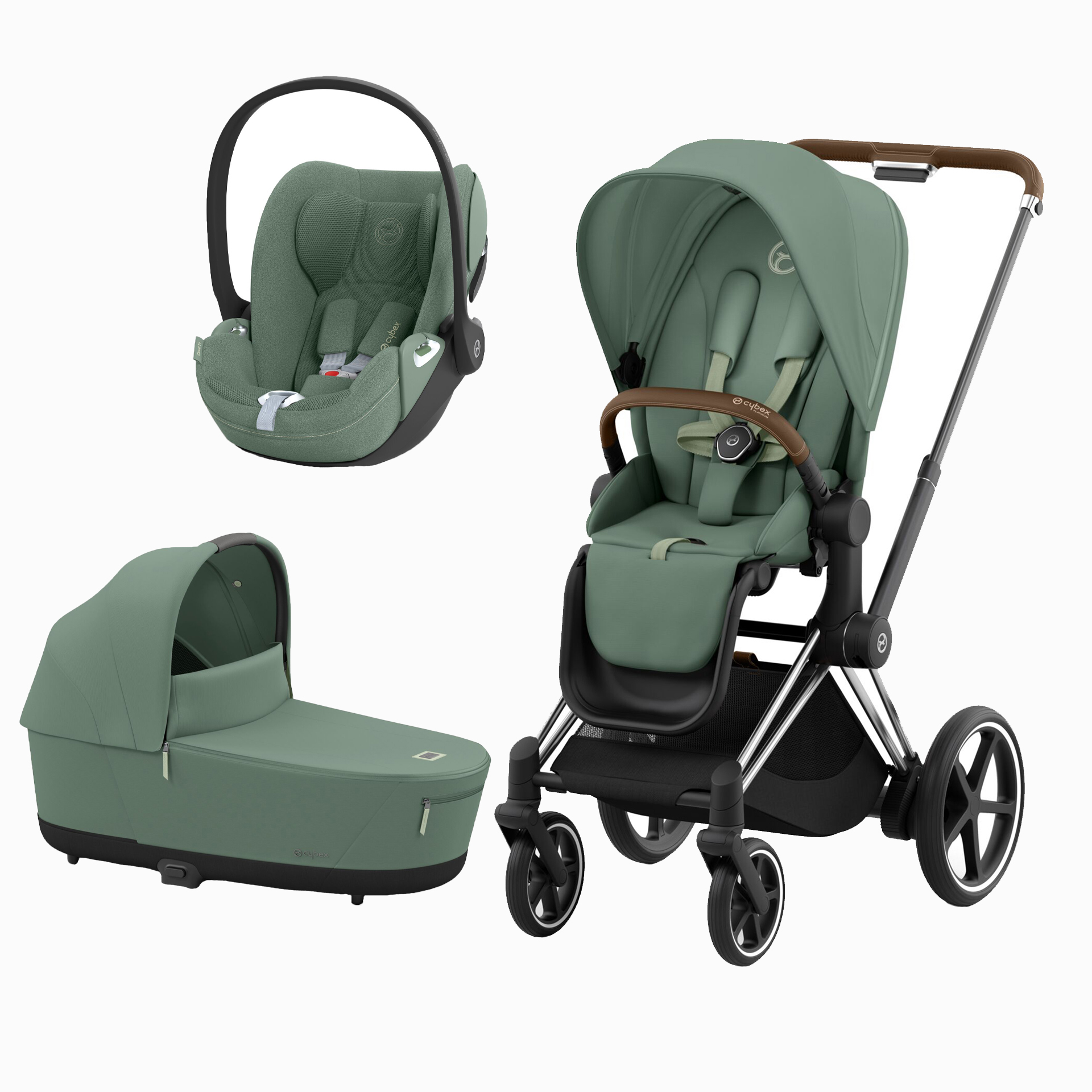 E-PRIAM CHROME BROWN + SEAT PACK + ALCOFA PRIAM LUX + CLOUD T PLUS