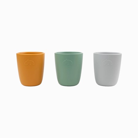 SET 3 MINI COPOS SILICONE GREEN / MOSTARD / GREY