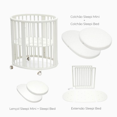 SLEEPI MINI + COLCHÃO MINI + EXTENSÃO + COLCHÃO BED + LENÇÓIS
