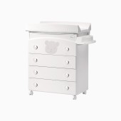 CÓMODA-BANHEIRA BABY BEAR KIT BRANCO MATE / PRATA MATE