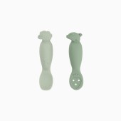 PACK 2 COLHERES SILICONE TINY FARM GREEN