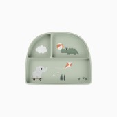 PRATO 3 COMPARTIMENTOS SILICONE COM VENTOSA PLAYGROUND GREEN