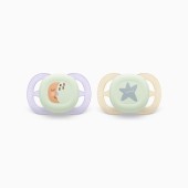 CHUPETAS ULTRA START NIGHT DECO 0-2M LILÁS/BEGE