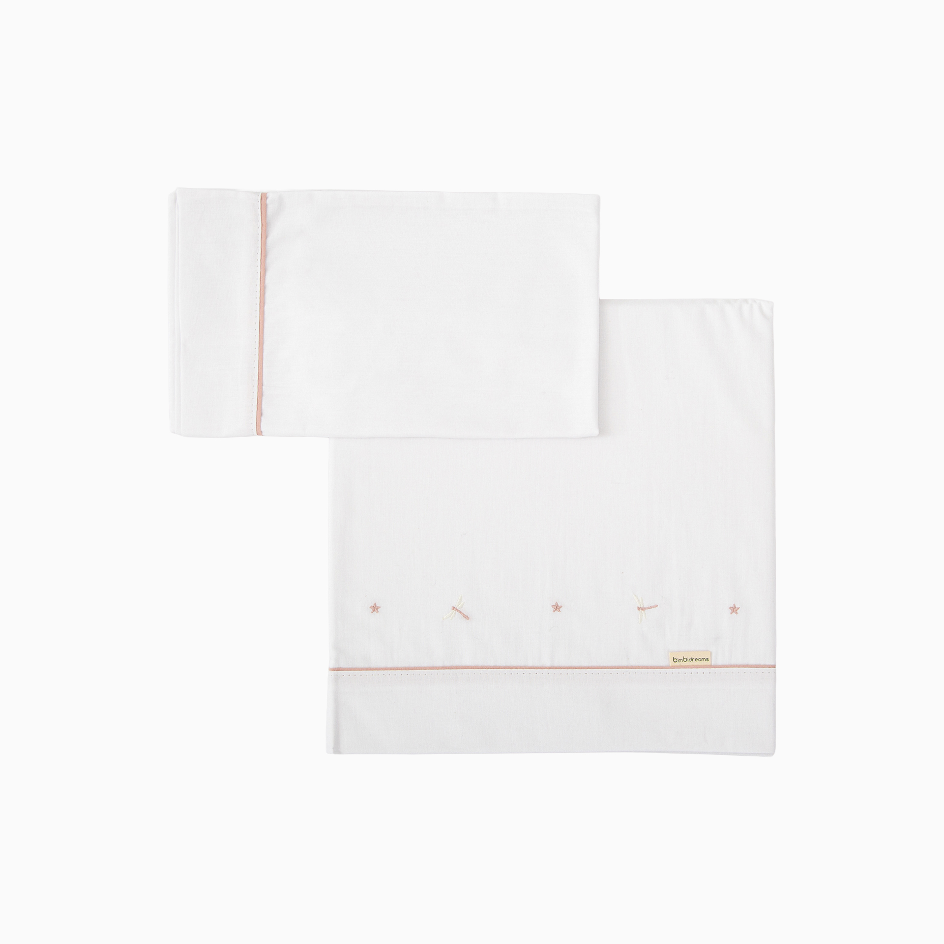 LENÇÓIS ALGODÃO DAFNE BRANCO/ROSA
