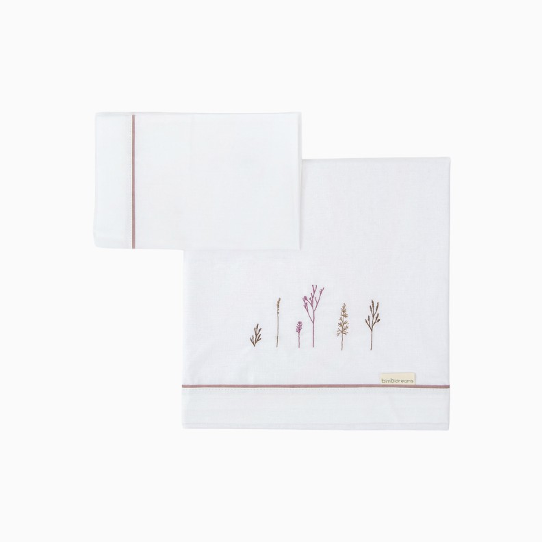 LENÇÓIS ALGODÃO NIZA BRANCO/LILÁS