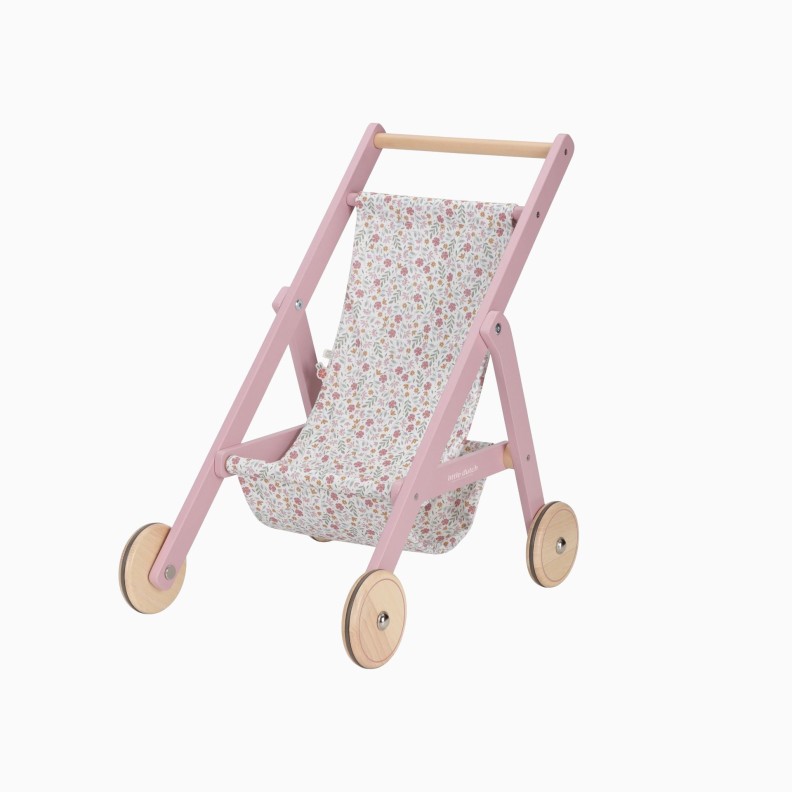 CARRINHO DE BONECAS EM MADEIRA ROSA
