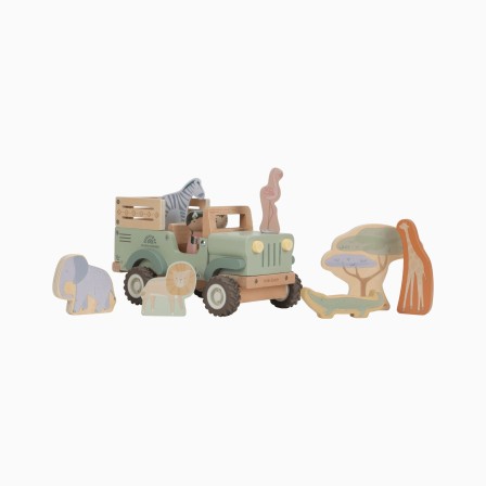 CARRO SAFARI EM MADEIRA COM ANIMAIS - SAFARI FRIENDS - Image product