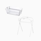 BANHEIRA DOBRÁVEL OASIS WHITE + SUPORTE GRIS