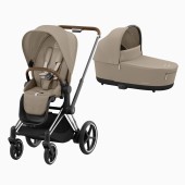 E-PRIAM CHROME BROWN + SEAT PACK + ALCOFA PRIAM LUX COZY BEIGE