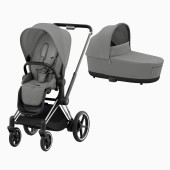 E-PRIAM CHROME BLACK + SEAT PACK + ALCOFA PRIAM LUX MIRAGE GREY